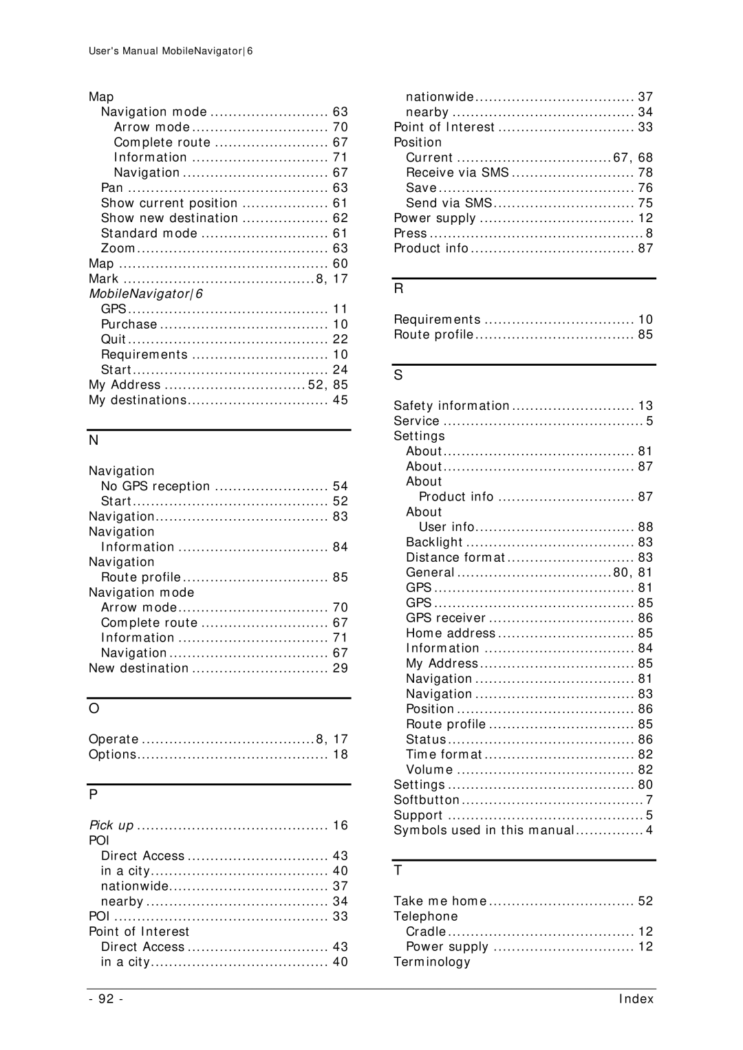 Navigon MN 6 user manual Poi 