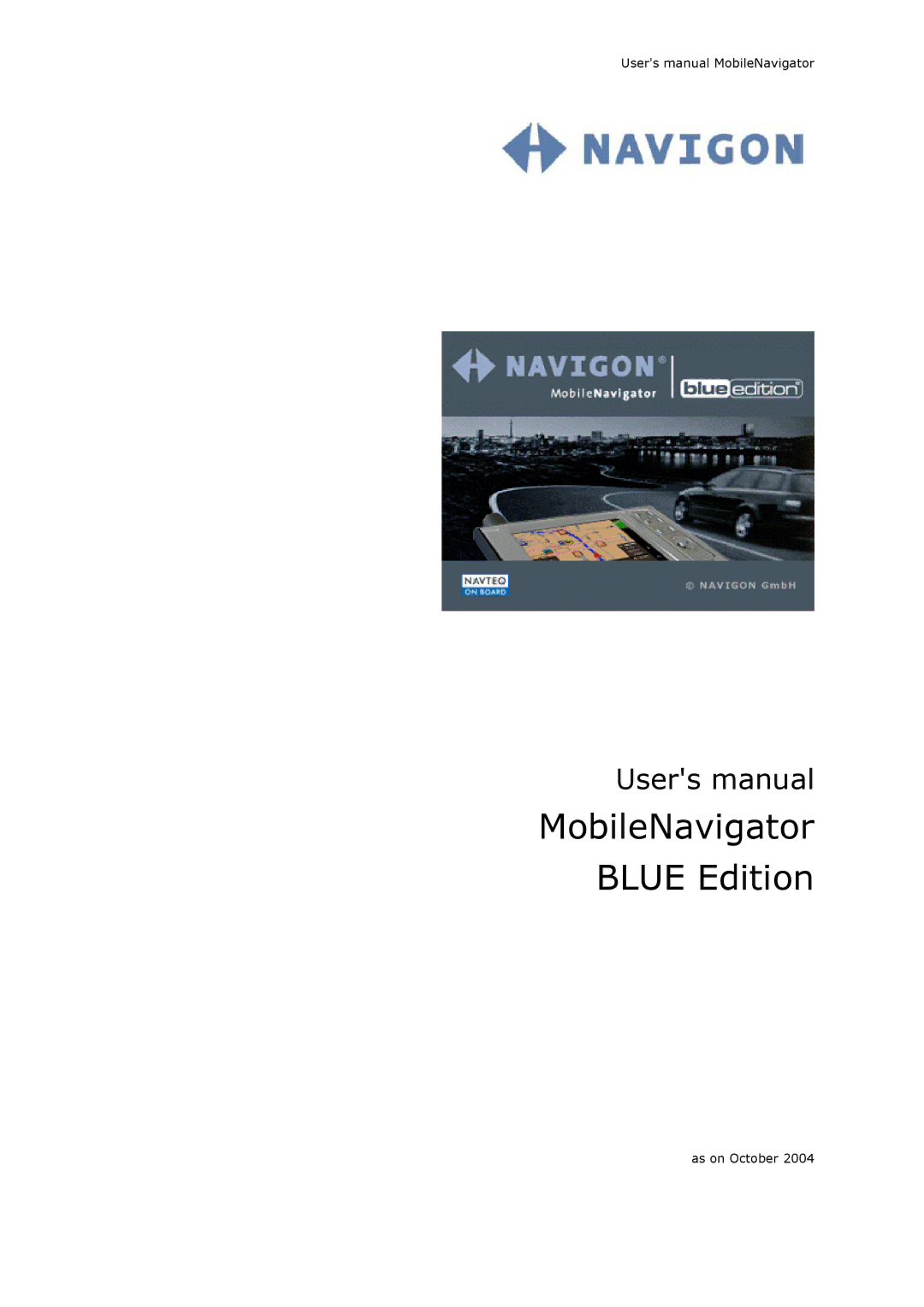 Navigon MN4 user manual MobileNavigator Blue Edition 