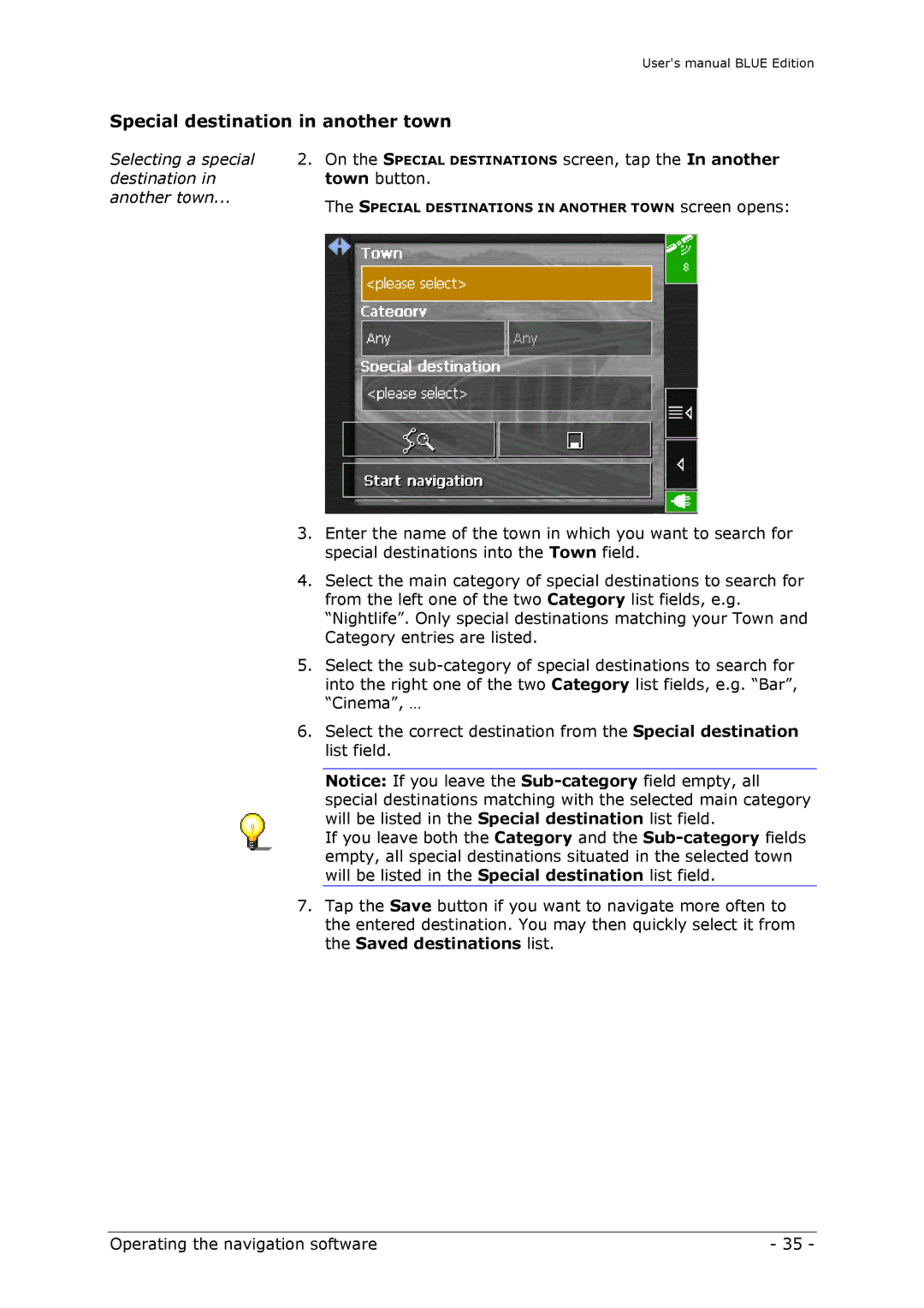 Navigon MN4 user manual Special destination in another town 