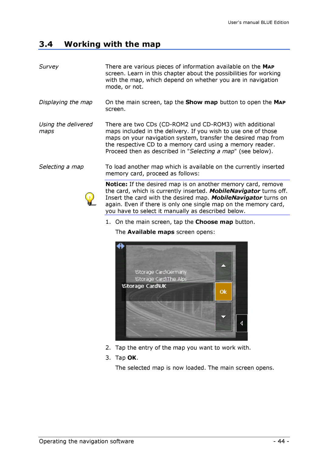 Navigon MN4 user manual Working with the map 