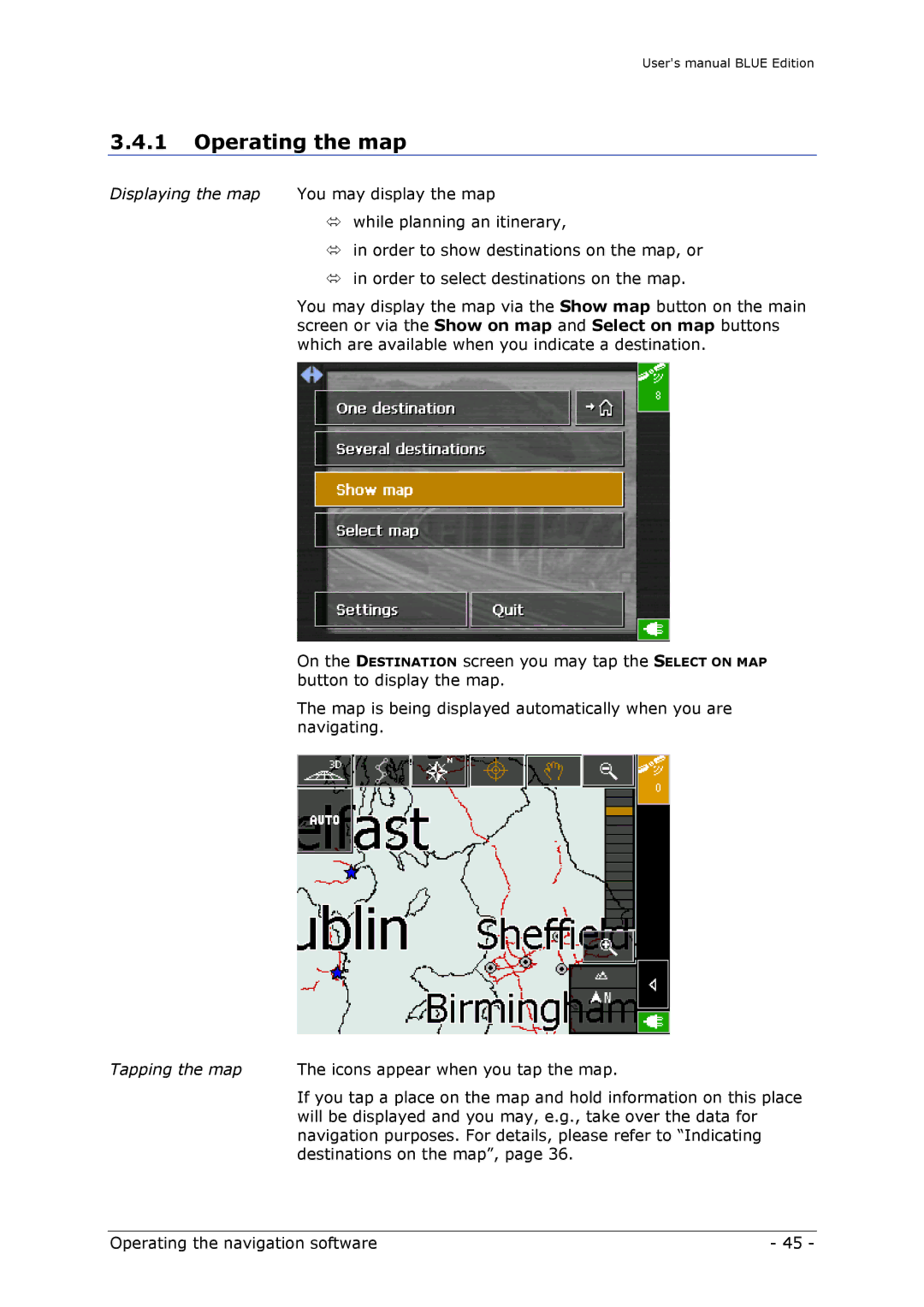 Navigon MN4 user manual Operating the map 