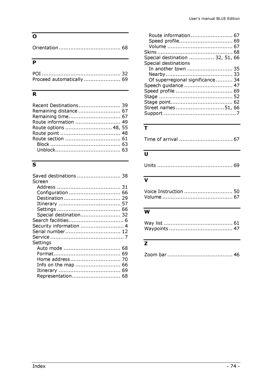 Navigon MN4 user manual Special destination 32, 51 Special destinations 