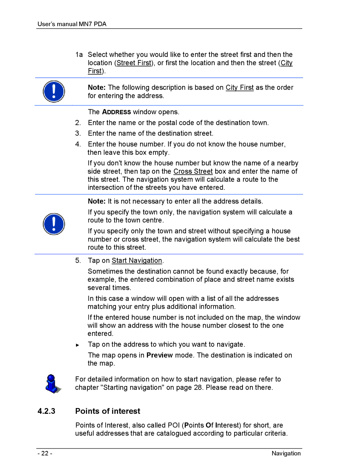 Navigon MN7 user manual Points of interest 