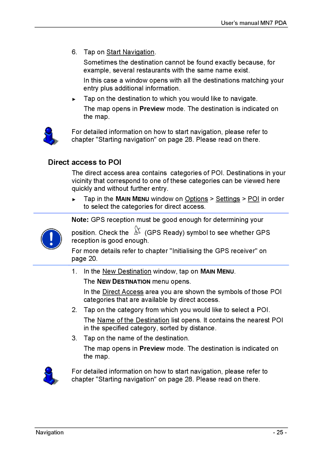 Navigon MN7 user manual Direct access to POI 