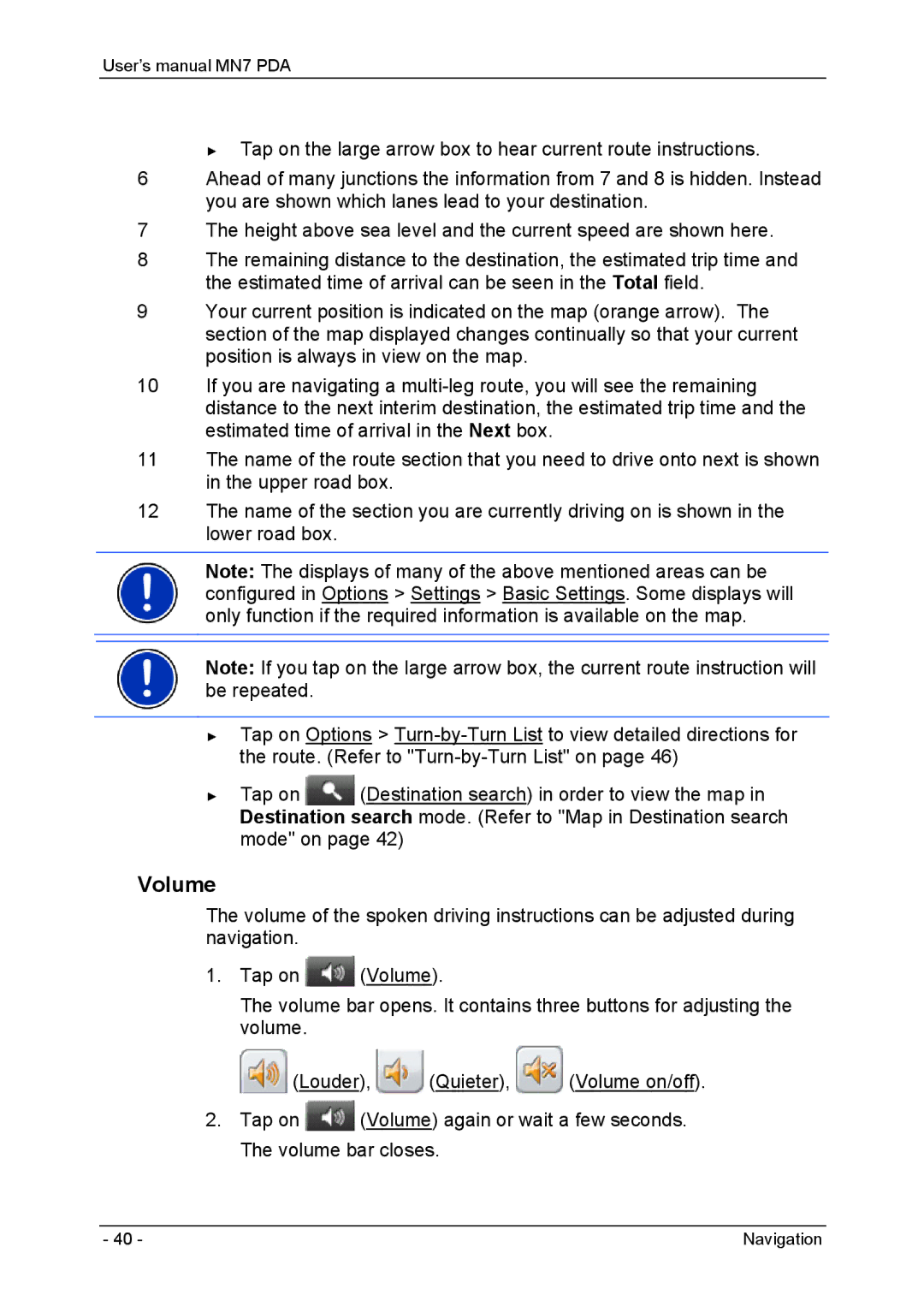 Navigon MN7 user manual Volume 