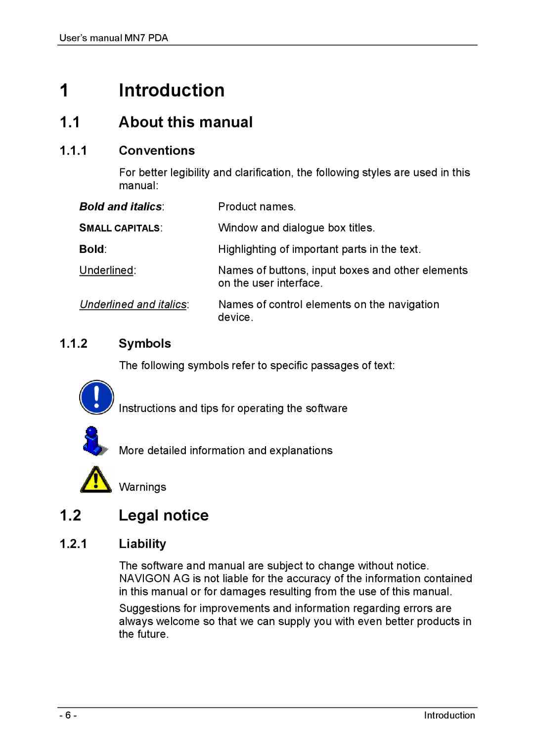 Navigon MN7 user manual Introduction, About this manual, Legal notice 