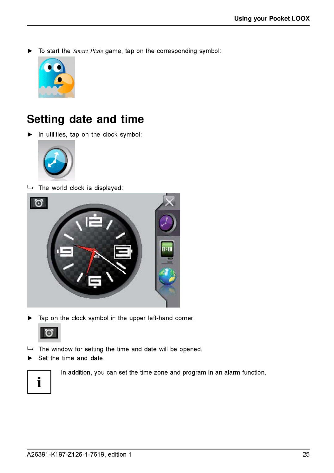 Navigon N100 user manual Setting date and time 