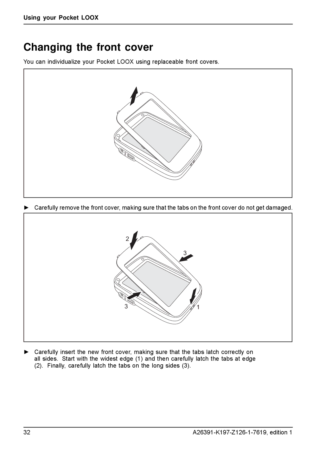 Navigon N100 user manual Changing the front cover 