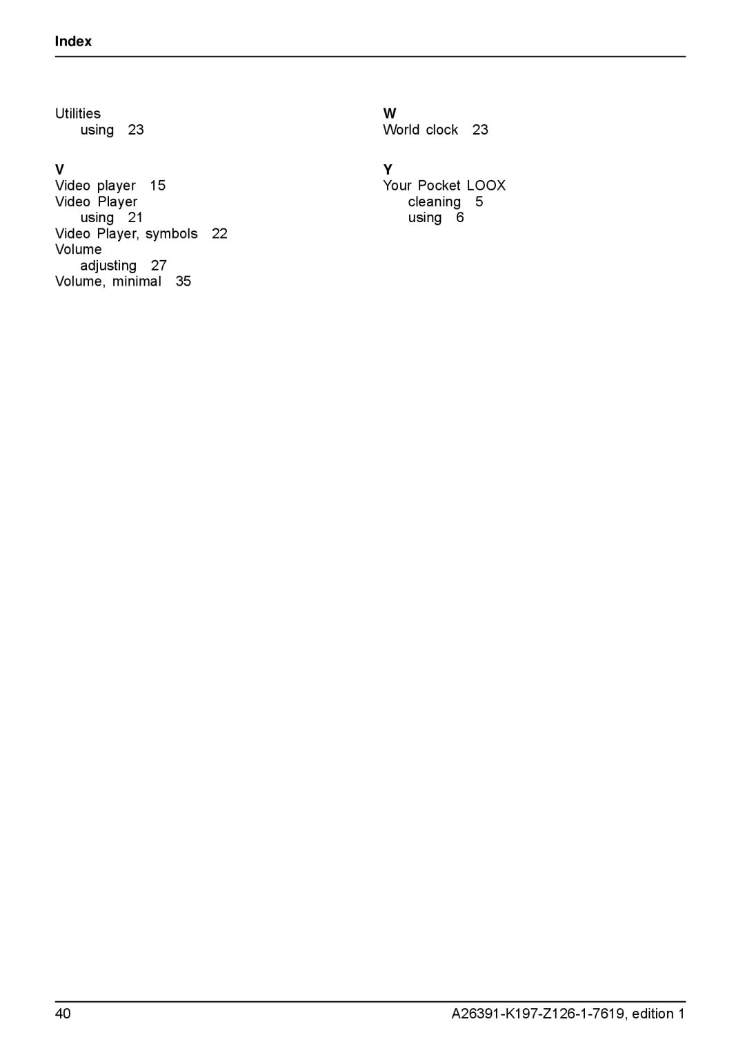 Navigon N100 user manual Index 