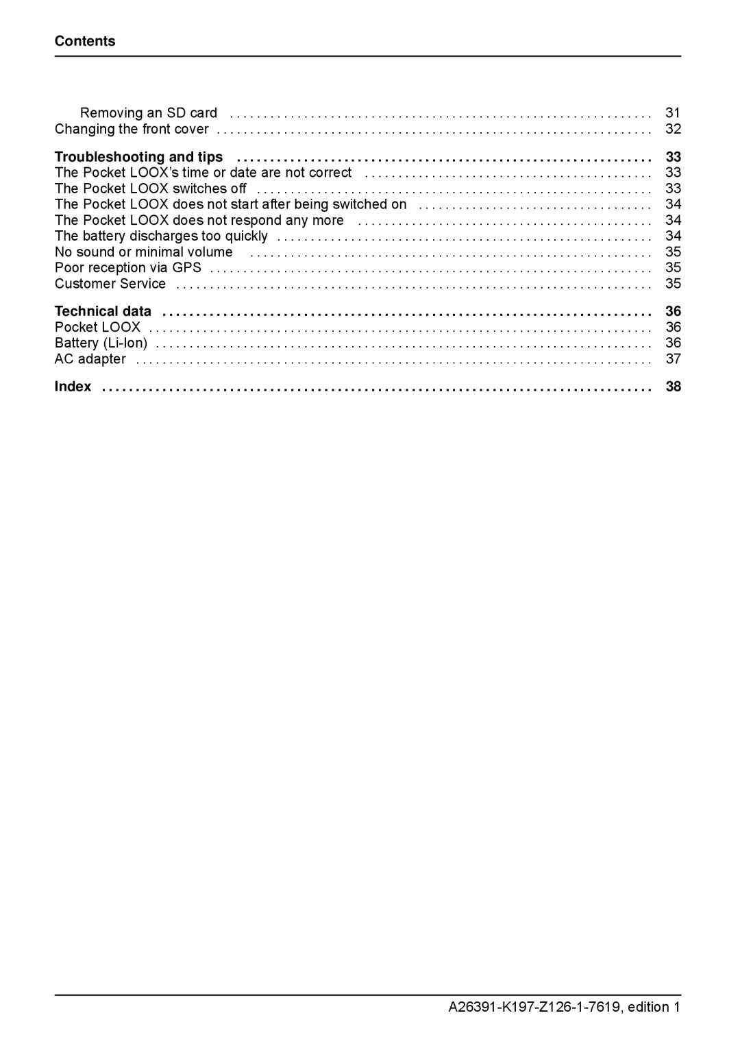 Navigon N100 user manual Pocket Loox does not start after being switched on 