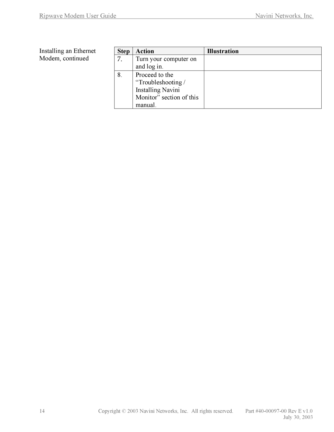 Navini Networks 40-00097-00 manual Installing an Ethernet 