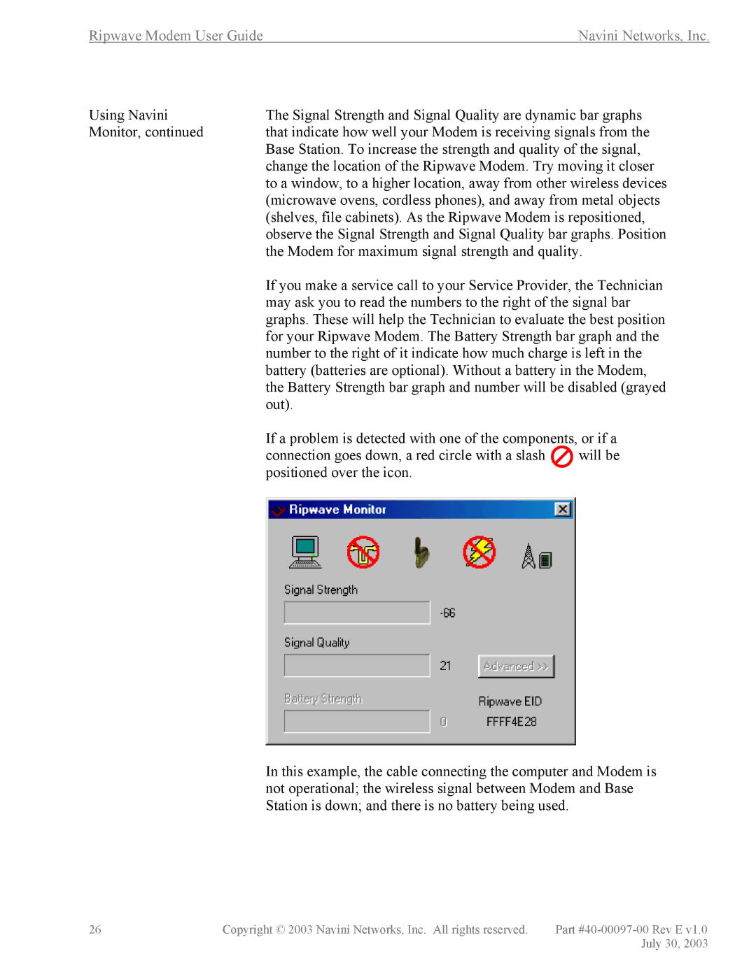 Navini Networks 40-00097-00 manual Ripwave Modem User Guide Navini Networks, Inc 