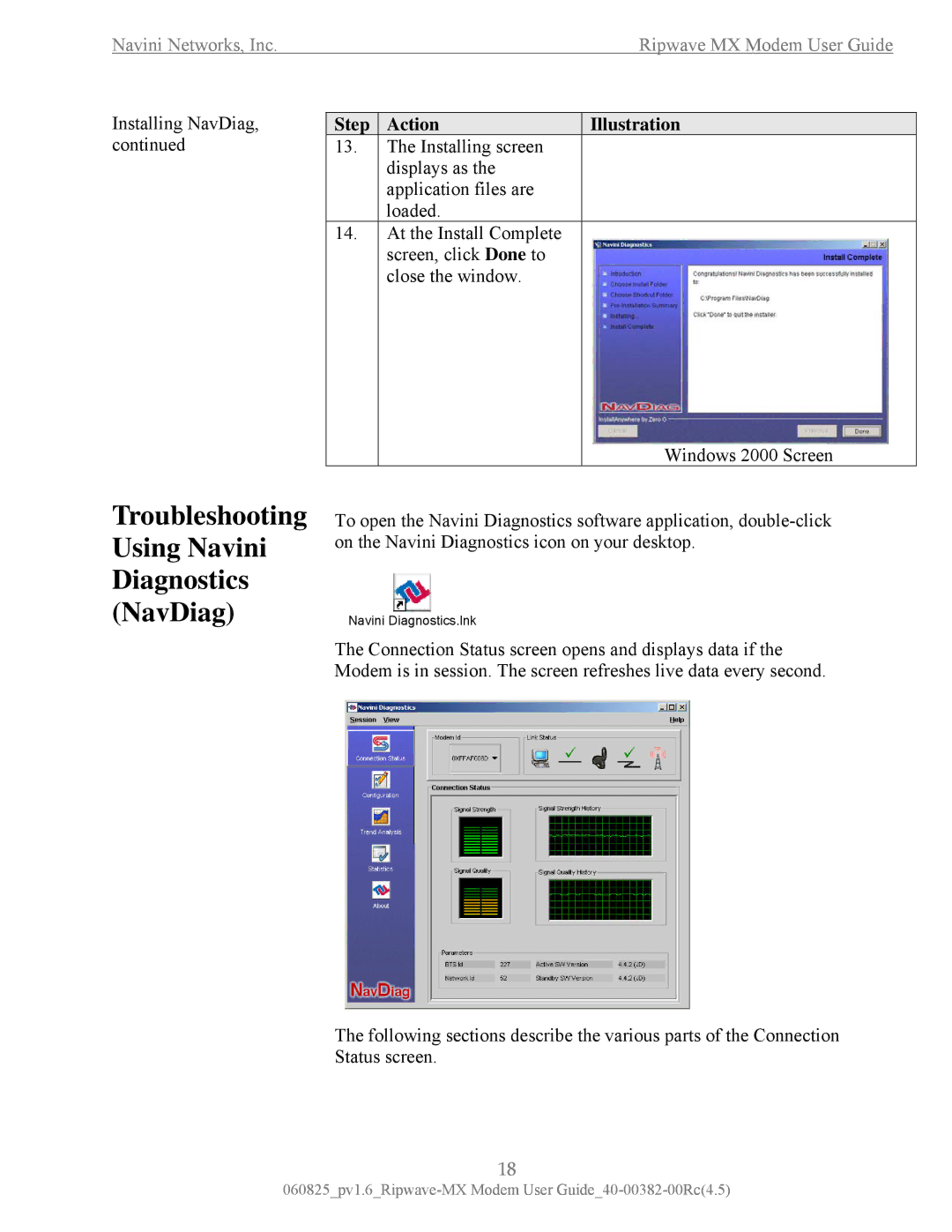 Navini Networks MX manual Troubleshooting Using Navini Diagnostics NavDiag 