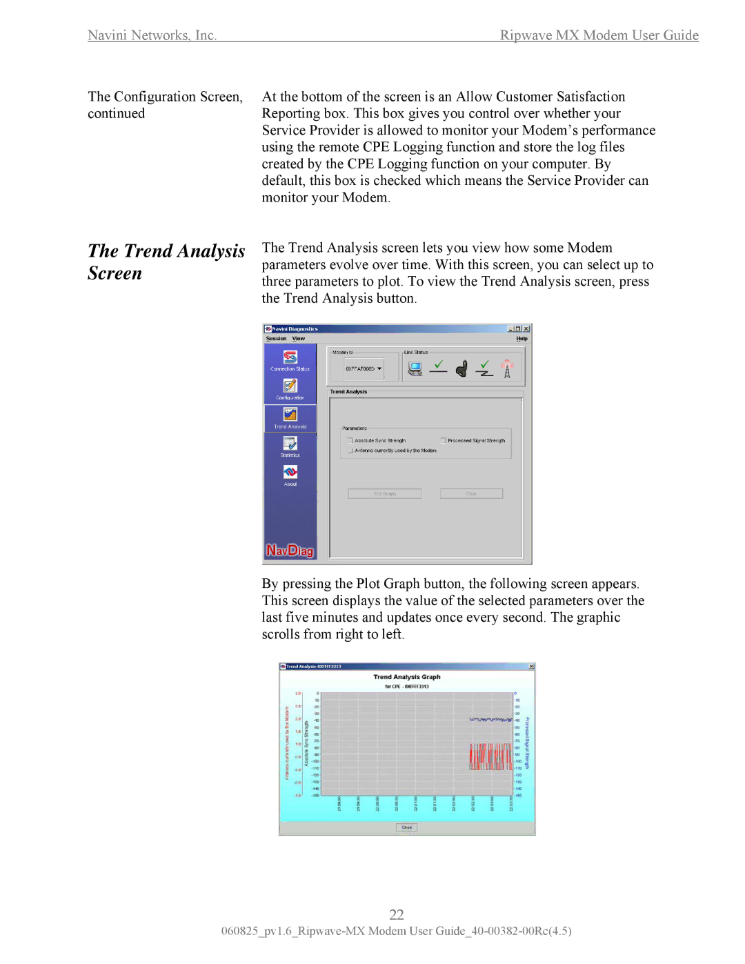 Navini Networks MX manual Trend Analysis Screen 