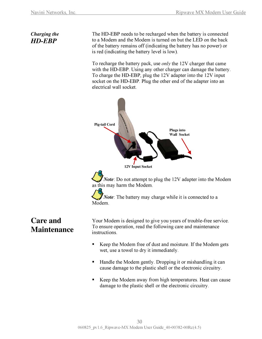 Navini Networks MX manual Care and Maintenance 