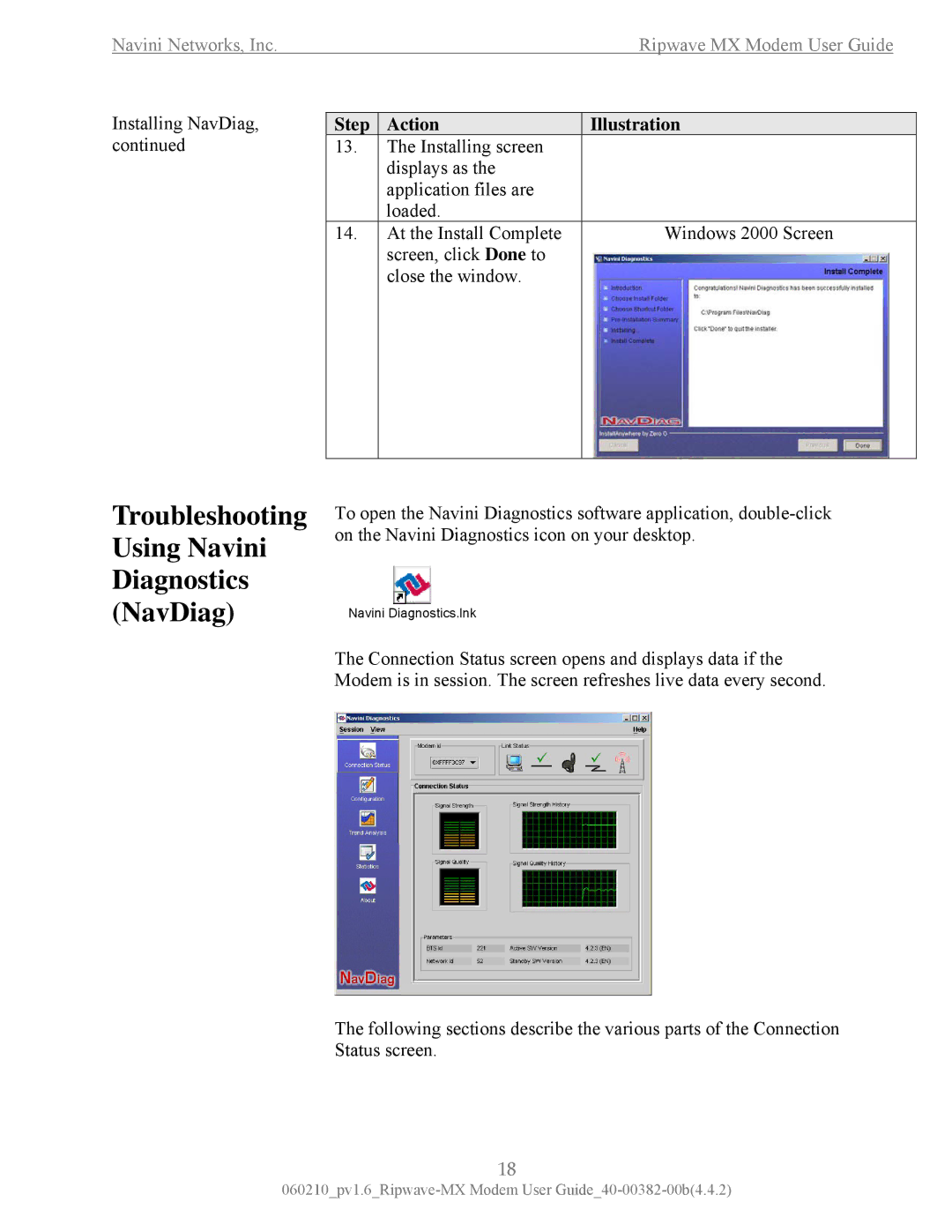 Navini Networks Ripwave manual Troubleshooting Using Navini Diagnostics NavDiag 