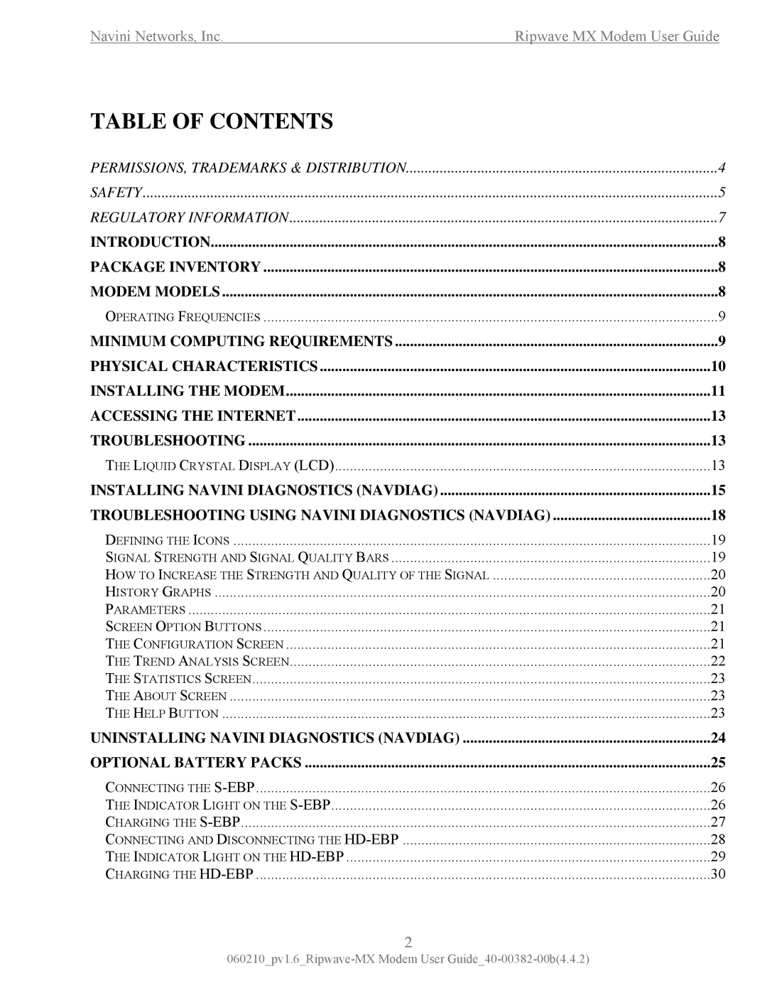 Navini Networks Ripwave manual Table of Contents 