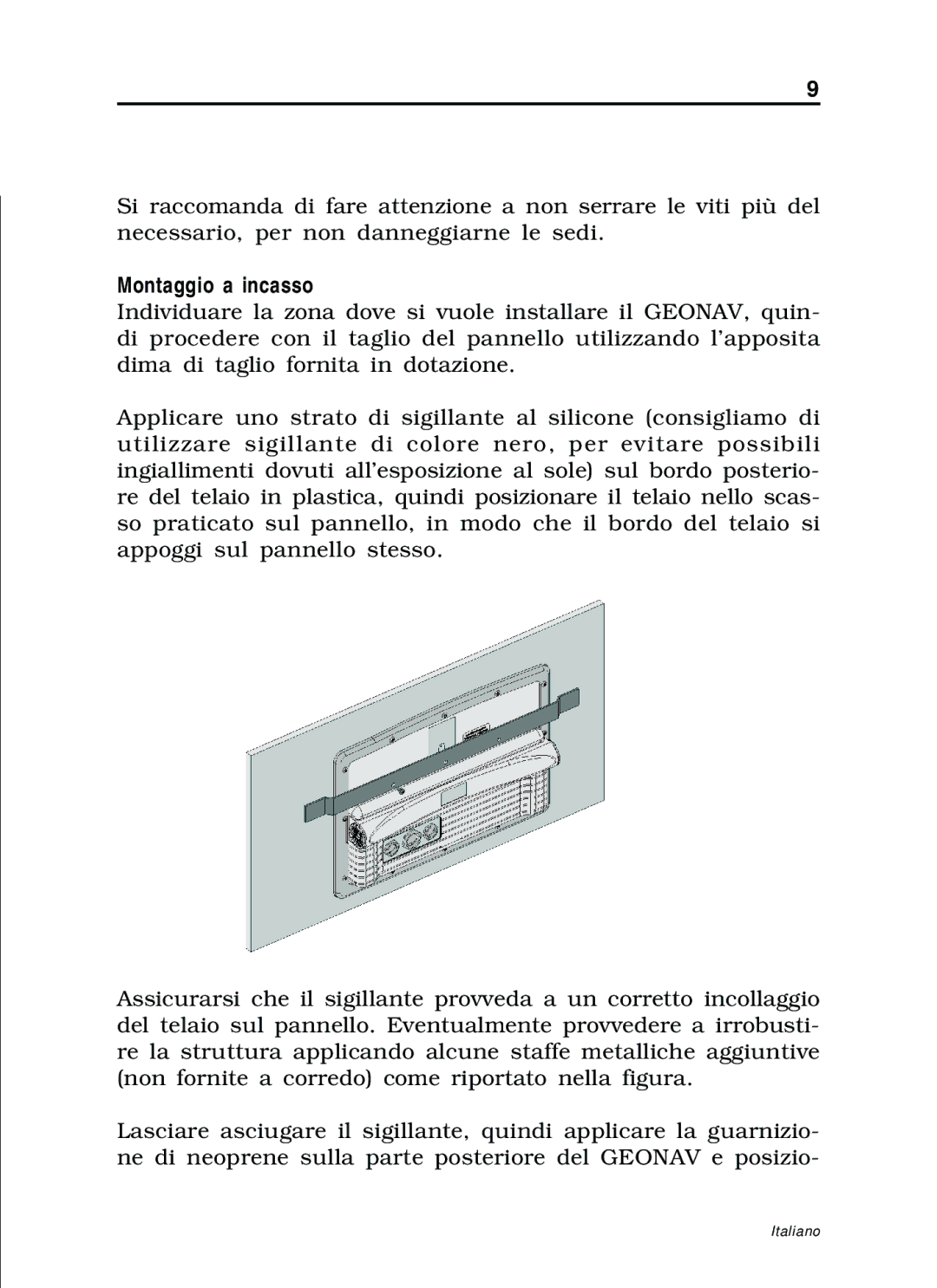 Navionics 11C, 10C manual Montaggio a incasso 