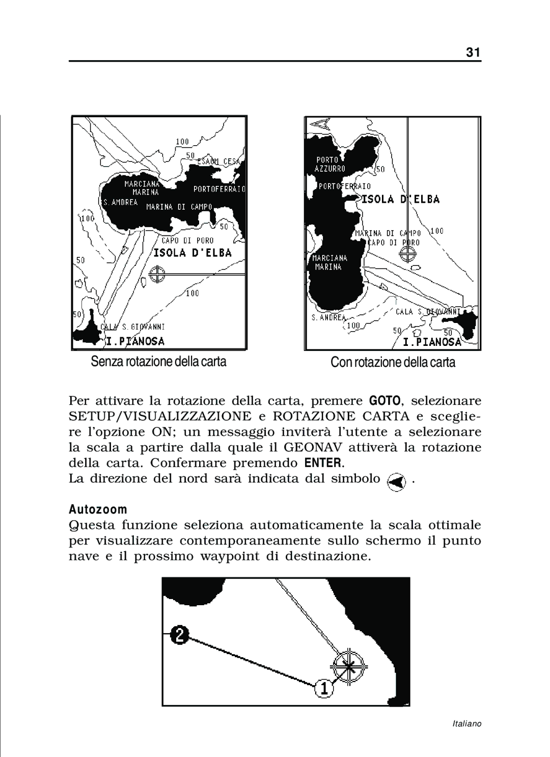 Navionics 11C, 10C manual Senza rotazione della carta 