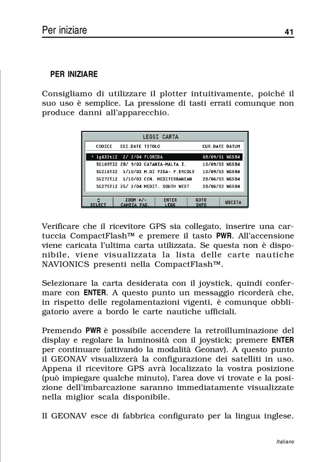 Navionics 11C, 10C manual Per iniziare, PER Iniziare 