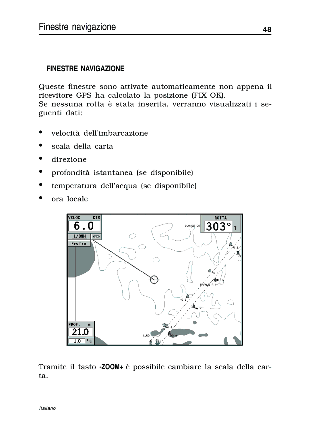 Navionics 10C, 11C manual Finestre navigazione, Finestre Navigazione 