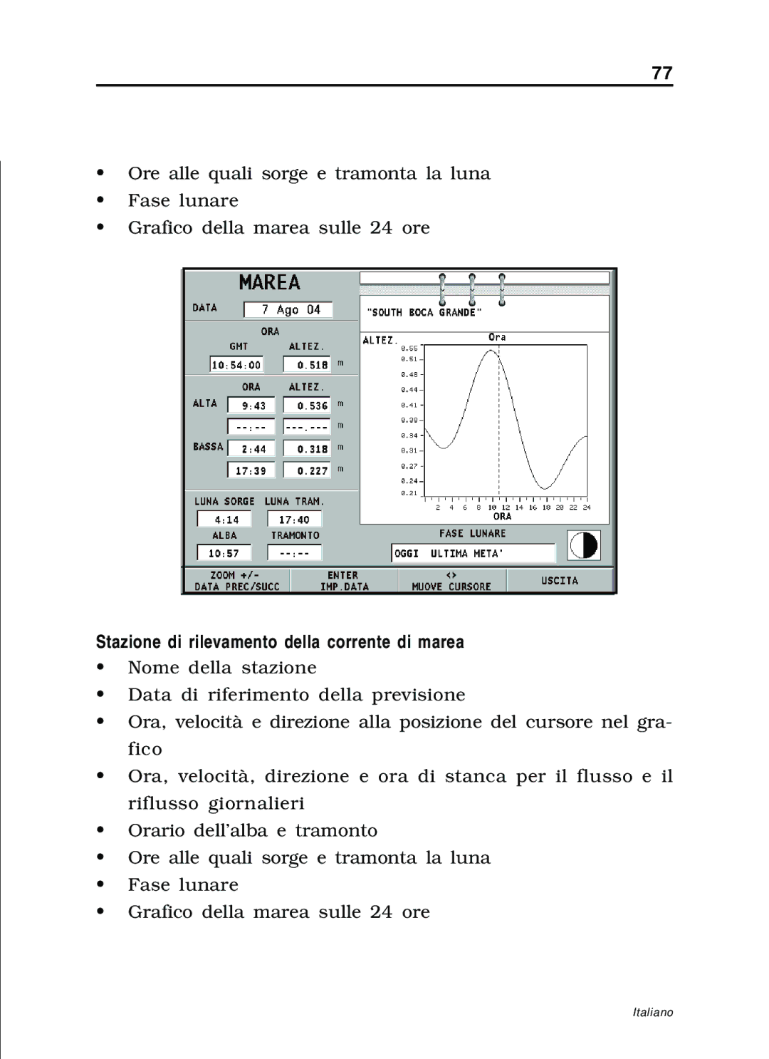 Navionics 11C, 10C manual Stazione di rilevamento della corrente di marea 