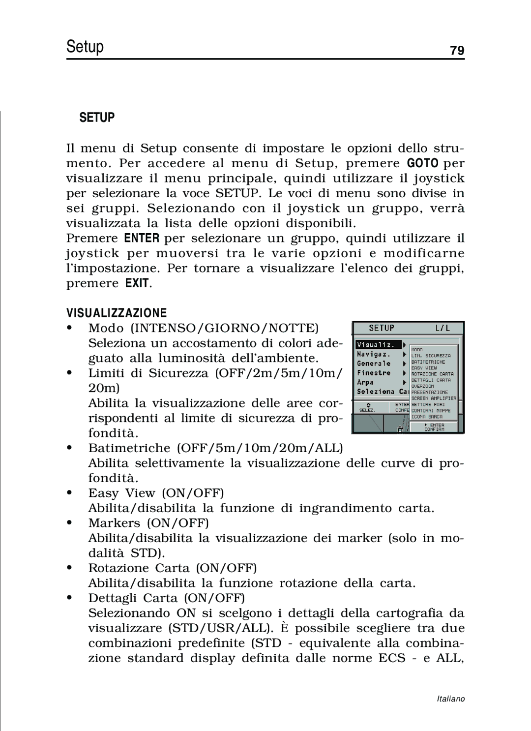 Navionics 11C, 10C manual Setup, Visualizzazione 