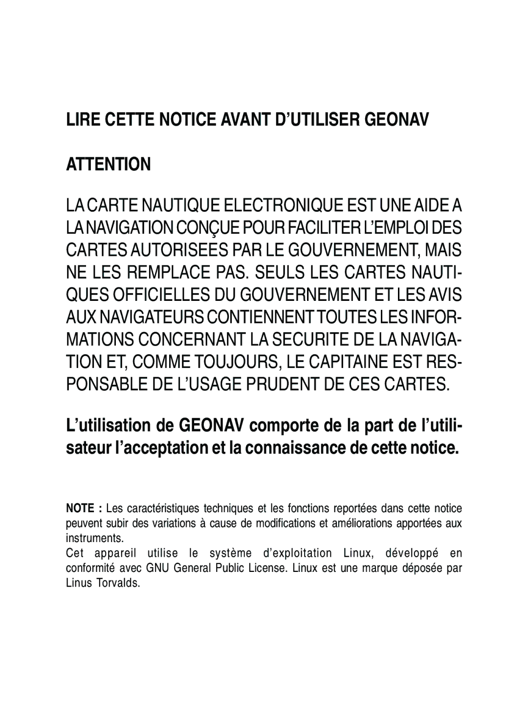 Navionics 11C, 10C manual Lire Cette Notice Avant D’UTILISER Geonav 