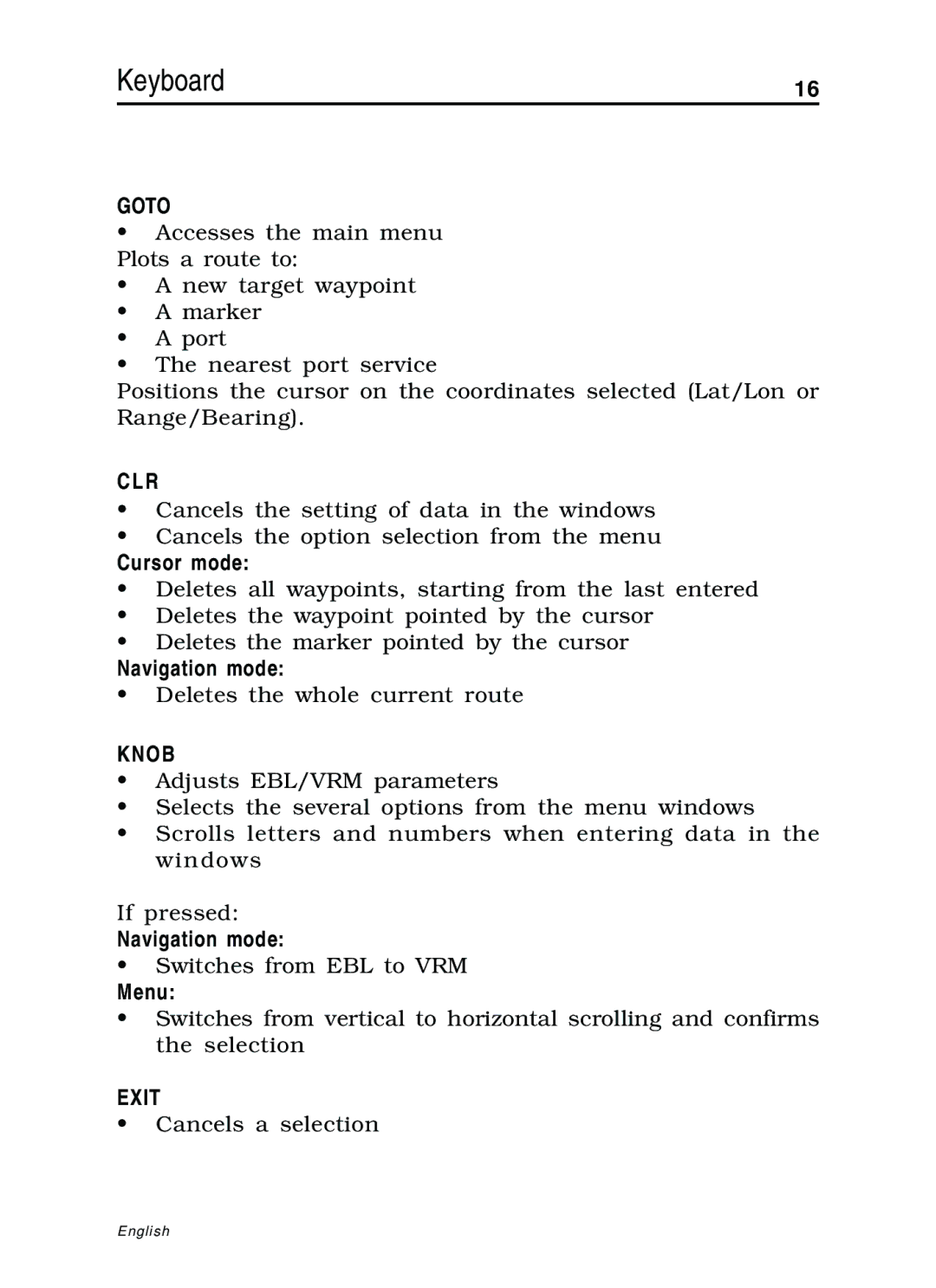 Navionics 10C, 11C manual Goto, Knob, Exit 