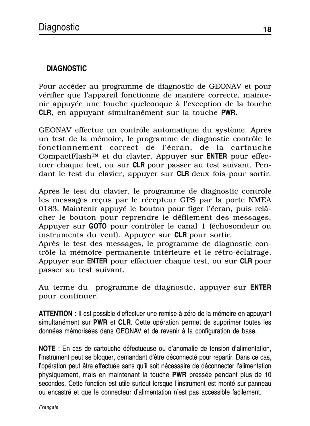 Navionics 10C, 11C manual Diagnostic 