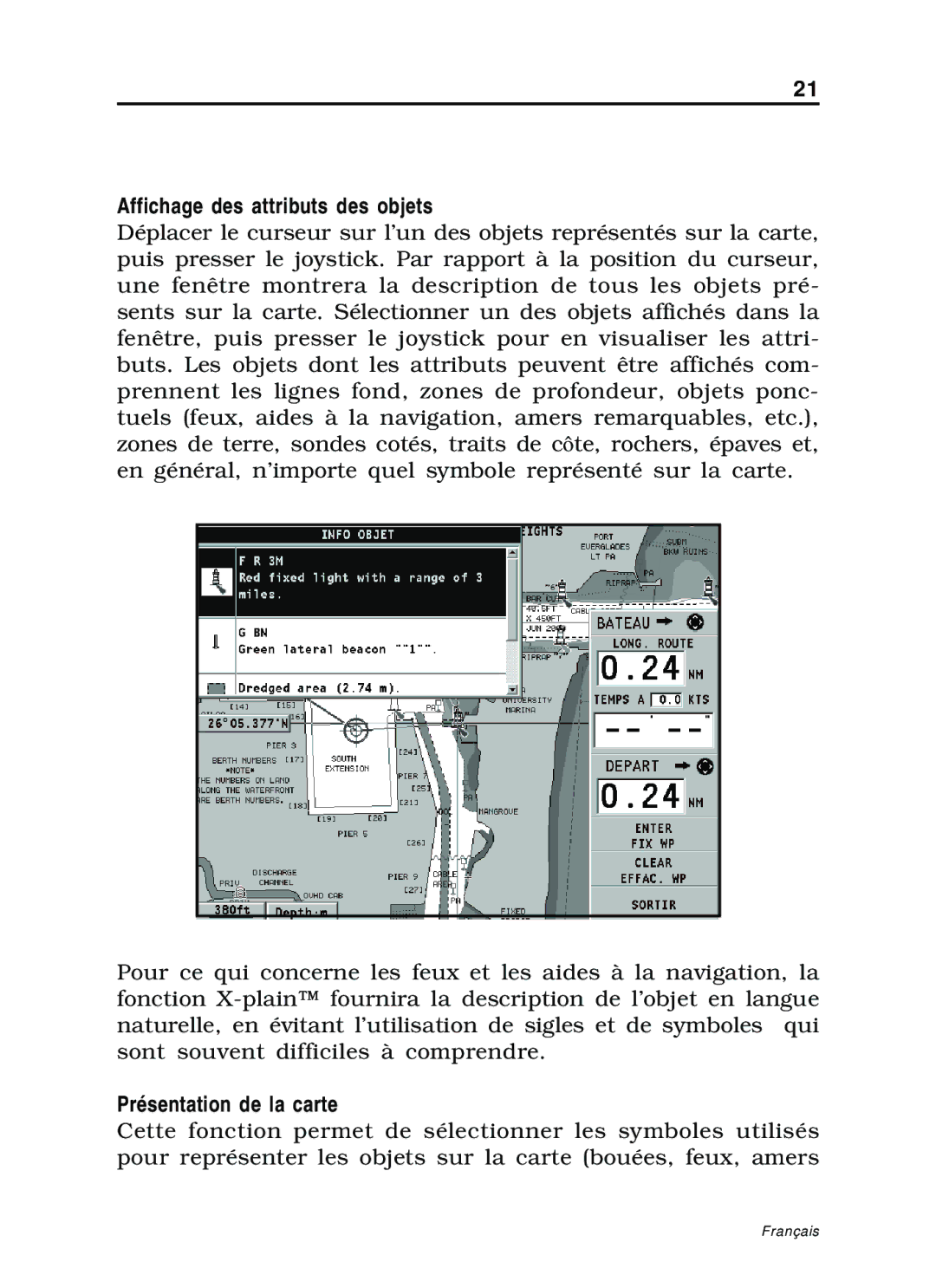 Navionics 11C, 10C manual Affichage des attributs des objets, Présentation de la carte 