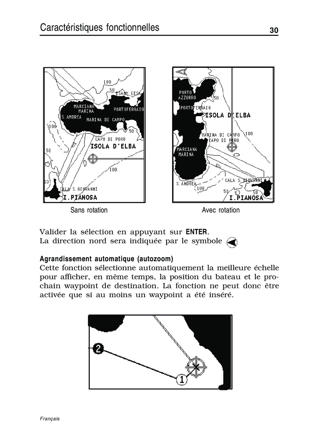 Navionics 10C, 11C manual Caractéristiques fonctionnelles, Agrandissement automatique autozoom 