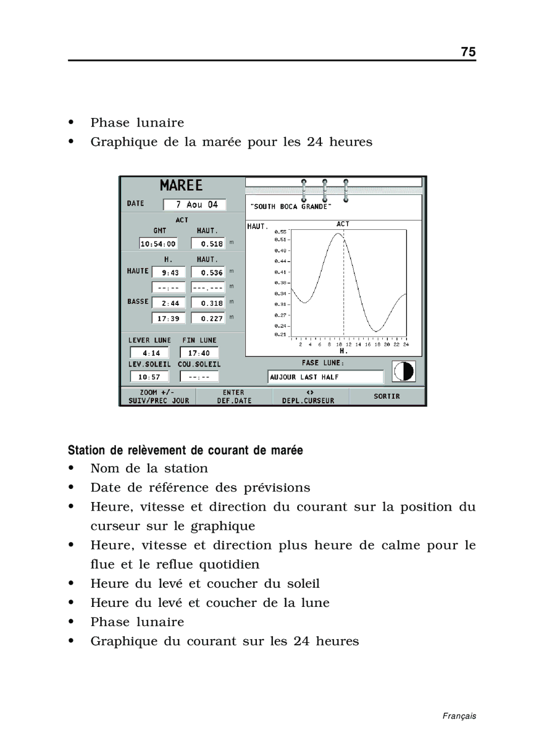 Navionics 11C, 10C manual Station de relèvement de courant de marée 