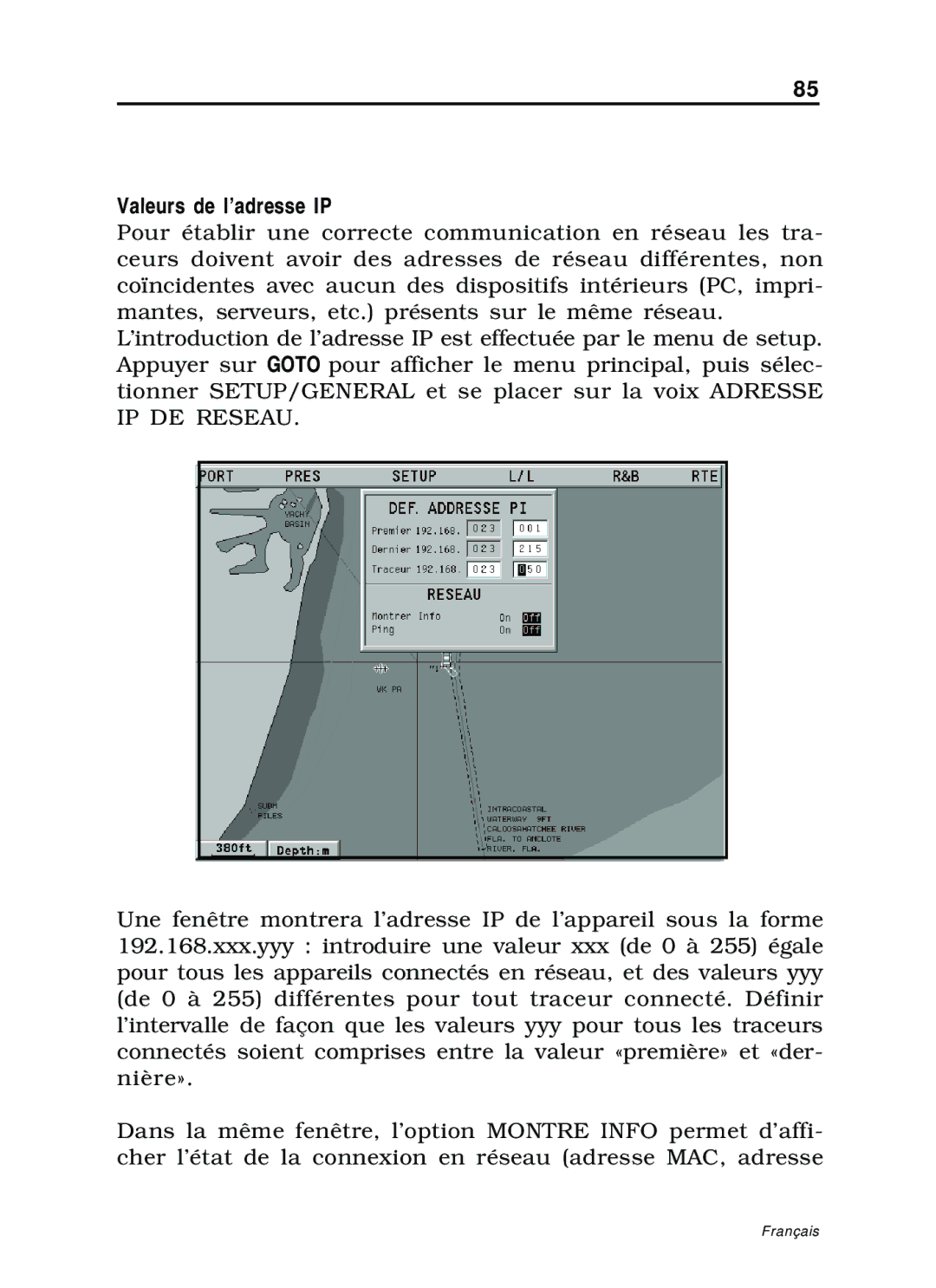 Navionics 11C, 10C manual Valeurs de l’adresse IP 