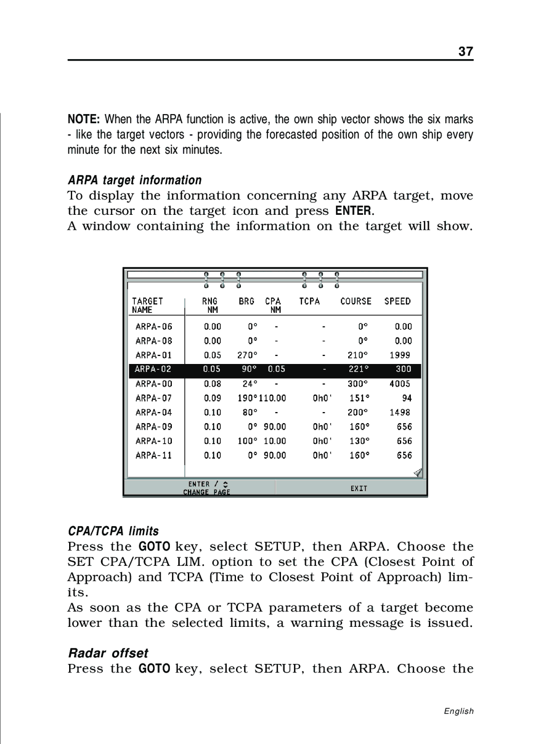 Navionics 11C, 10C manual Radar offset 