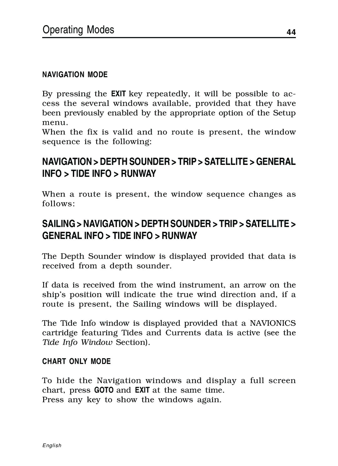 Navionics 10C, 11C manual Navigation Mode, Chart only Mode 