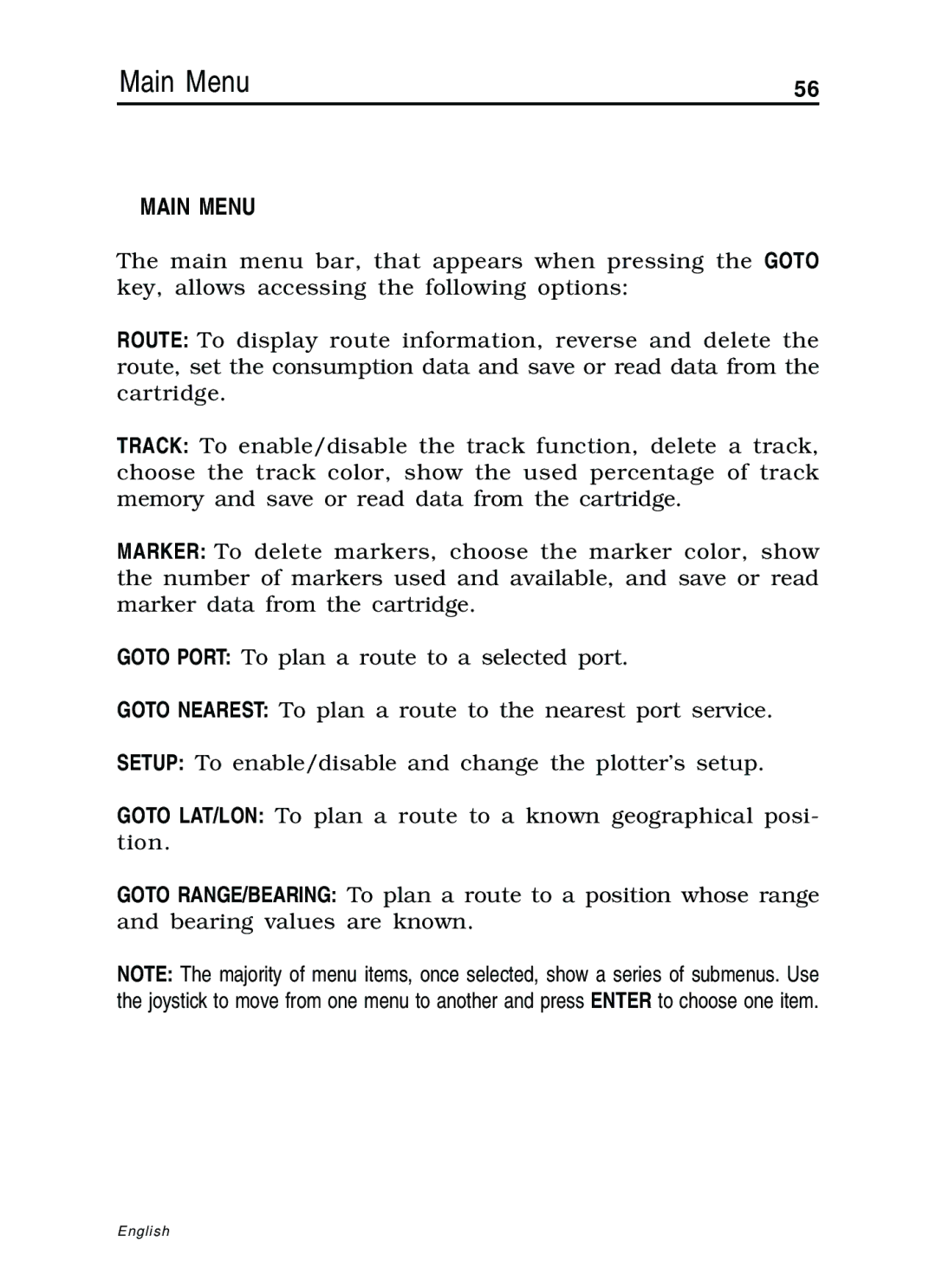 Navionics 10C, 11C manual Main Menu 