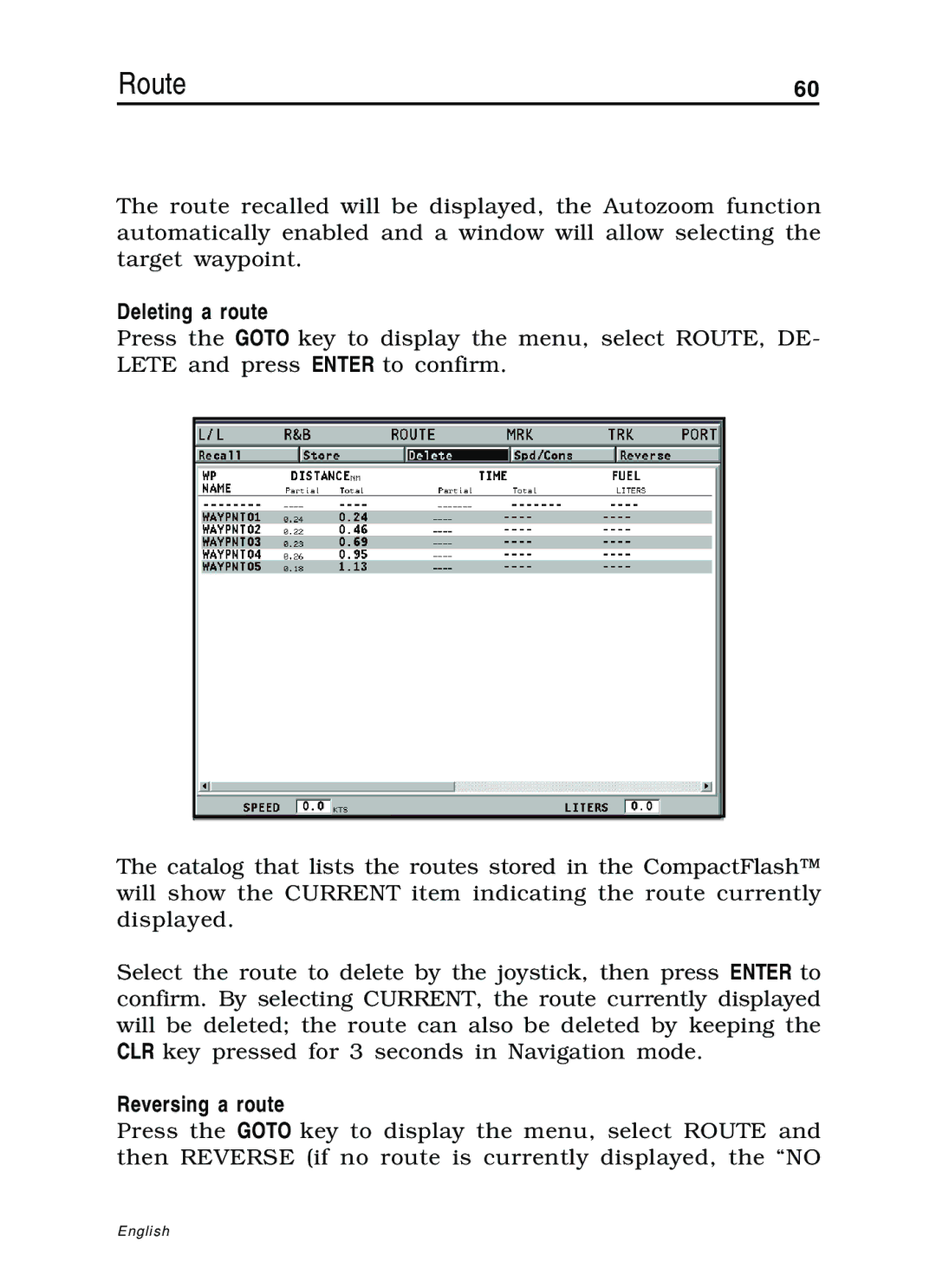 Navionics 10C, 11C manual Deleting a route, Reversing a route 