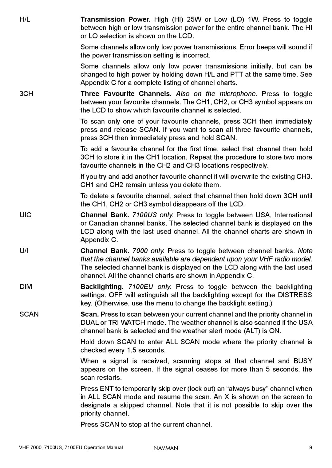 Navman 7100EU, 7000, 7100US operation manual 3CH 