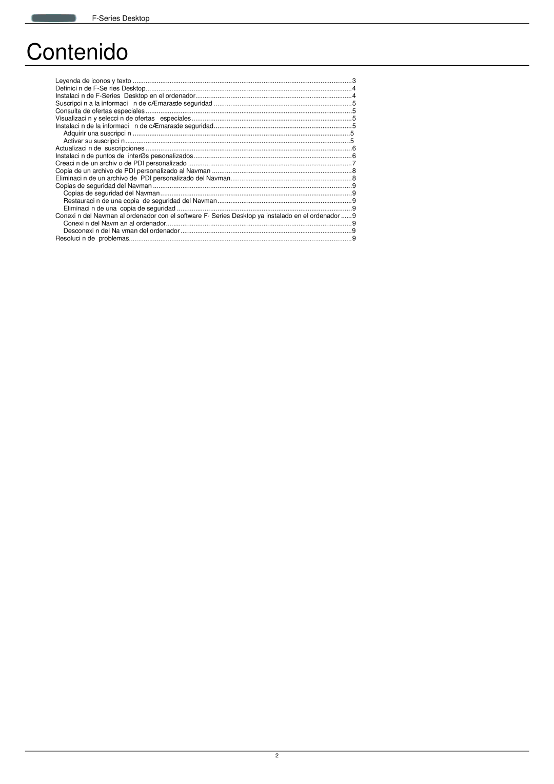 Navman F20 manual Contenido 