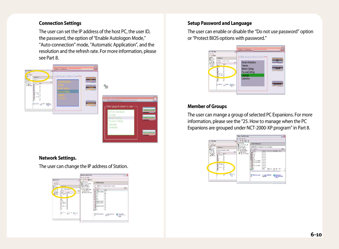 NComputing L100, L200, L120 Connection Settings, User can change the IP address of Station, Setup Password and Language 