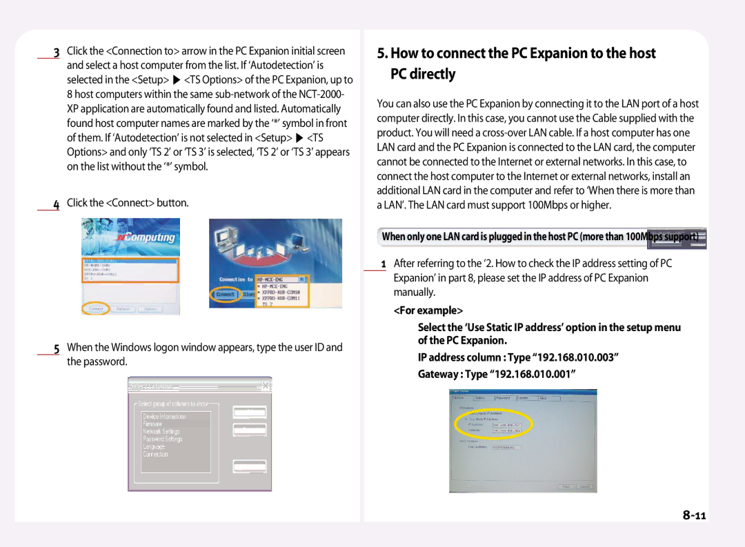 NComputing L120, L200, L100 manual How to connect the PC Expanion to the host PC directly 