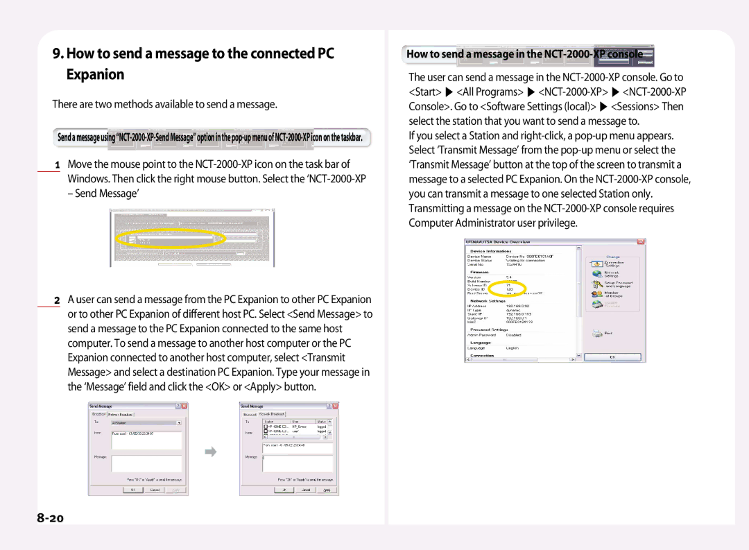 NComputing L120 How to send a message to the connected PC Expanion, There are two methods available to send a message 