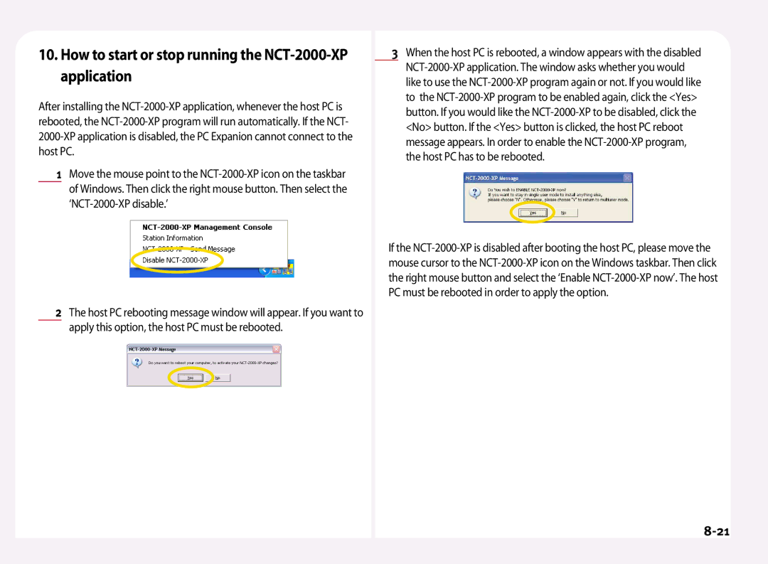 NComputing L100, L200, L120 manual How to start or stop running the NCT-2000-XP application 