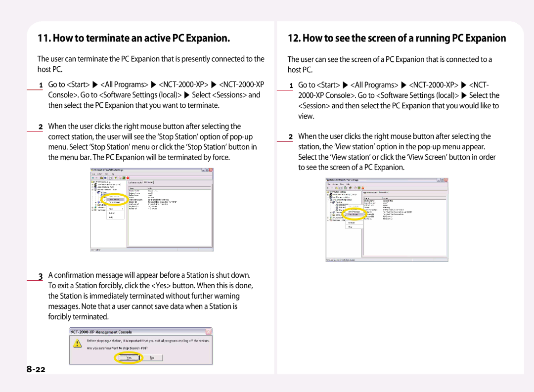 NComputing L200, L120, L100 manual How to terminate an active PC Expanion, Go to Start All Programs NCT-2000-XP 