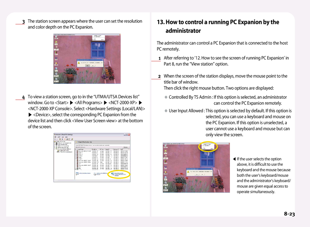 NComputing L120, L200, L100 manual How to control a running PC Expanion by the administrator 