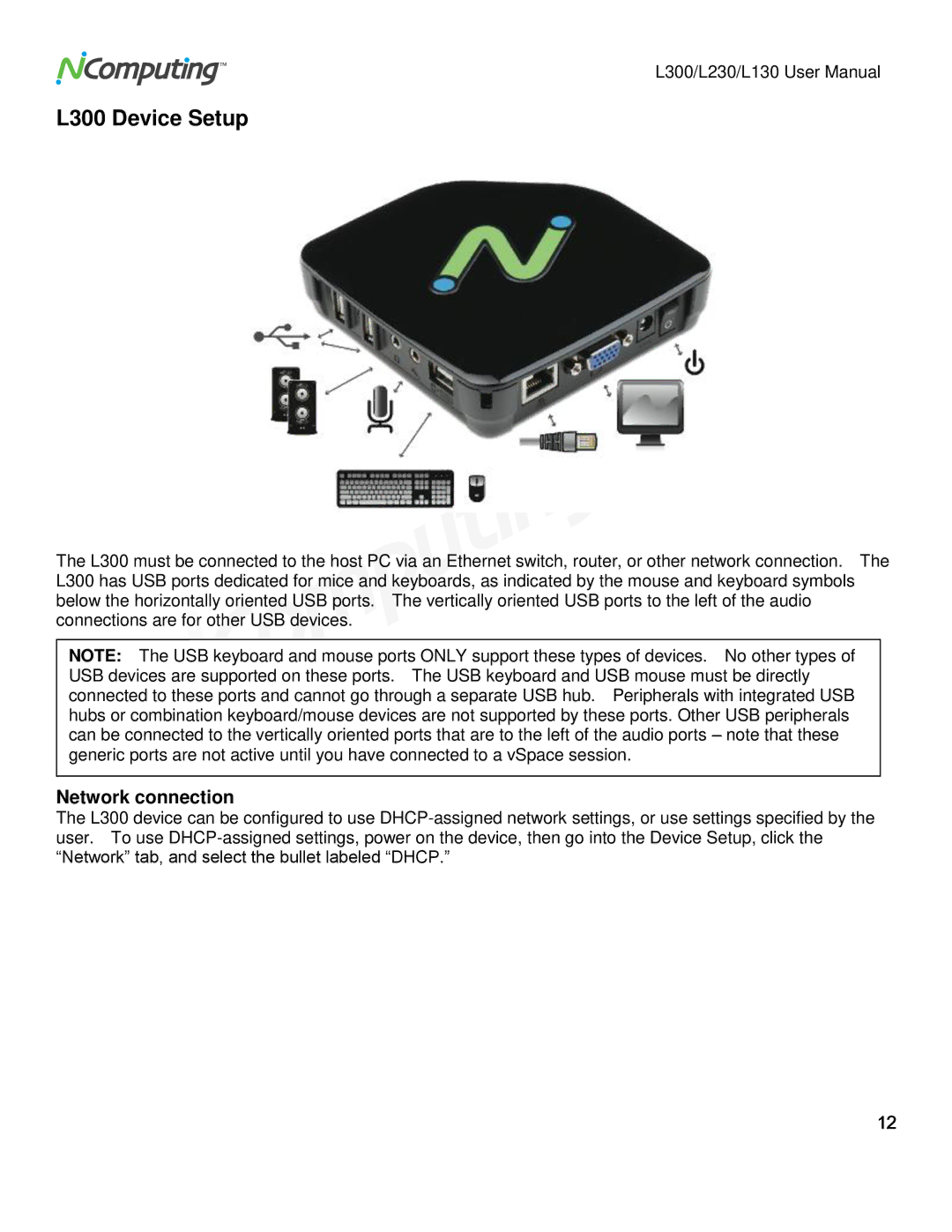 NComputing L230, L130 user manual L300 Device Setup 