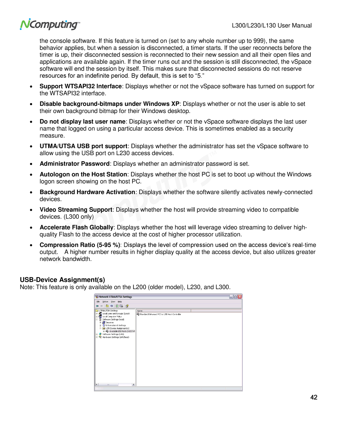 NComputing L230, L130, L300 user manual USB-Device Assignments 