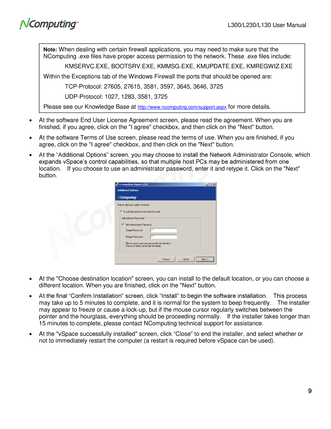 NComputing L230, L130, L300 user manual 