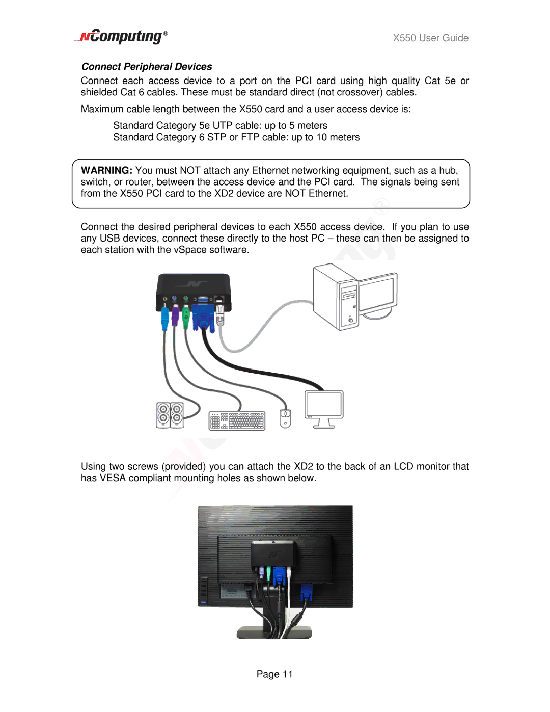 NComputing X550 manual Connect Peripheral Devices 